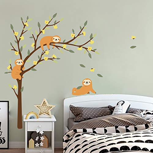 Decalmile Adesivi Murali Bradipo e Alberi Rami