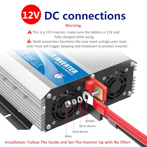 GIANDEL 2000Watt Power Inverter 12V DC to 110V 120V AC ETL Listed UL458 STD 2000W Inverter with 15 FT Wired Remote LED Display Dual Outlets for RVs Off Grid Solar Setup Truck Boat Marine