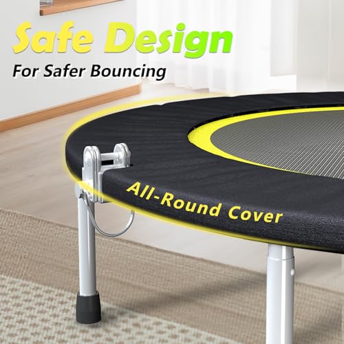 Image of SkyBound Boogie Bounce Elite Foldable Mini Trampoline Fitness Rebounder with Adjustable T-Bar Handle - Exercise Trampoline for Adult - Fitness Trampoline for Workout Trainer