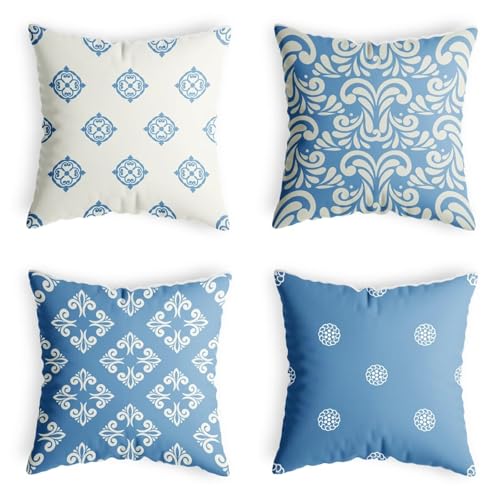 4er Set Kissenbezug Babyblaues Muster Bezug Couchkissen Modern...