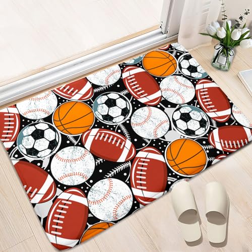 Kids Sports Balls Mat - Balls Rug for Boys Kids Room Sports Carpet Rug for Bedroom Ball Area Rugs, 2x3 Feet