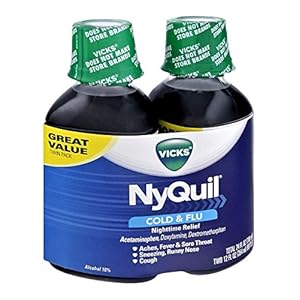 Vicks NyQuil Cold & Flu Nighttime Relief Liquid, Twin Pack, Original Flavor 12 oz, 2 ea (Pack of 3)