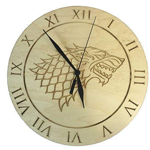 Derwent Laser Crafts Game of Thrones Inspired House Stark Maple Clock