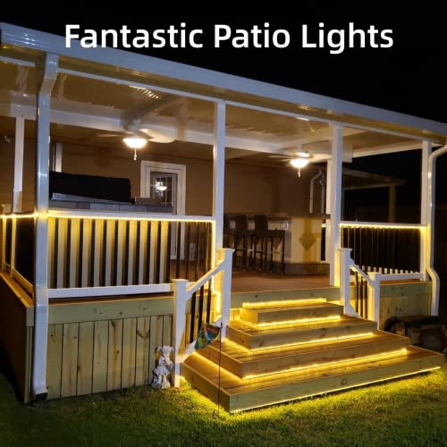 Yeguo Solar Rope Lights Outdoor Waterproof Led, 2 Pack Each 33Ft 100 Led String Lights Outdoor, Clear Pvc Tube Warm White Fairy Lights For Tree Deck Railing Patio Fence Balcony Porch Pool Camping #TOP4