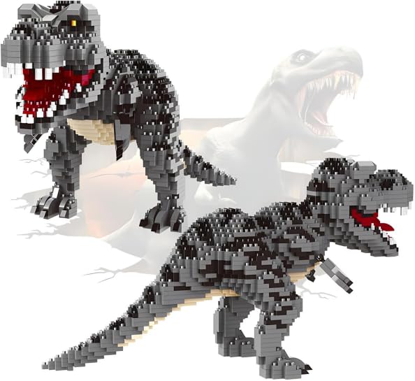 Dinosaur Building Set, Dinosaur Block Kit, Perfect Birthday for Dinosaur Lovers Adults, Creative Diy Construction green grey (grey)