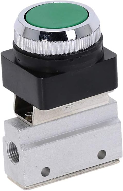 Air Valve, Mechanical Toggle Switch, 1 Piece 1/8" Thread 2 Position 3 Way Flat Push Button Momentary Pneumatic Valves MOV-321PP