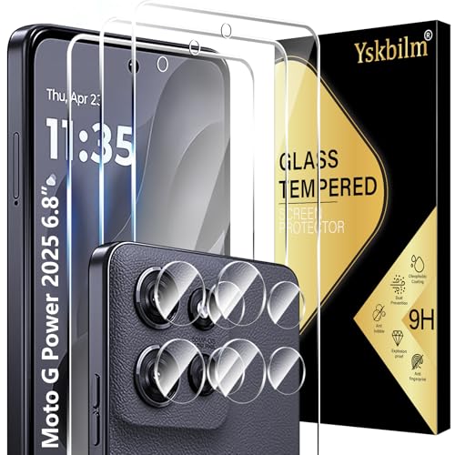 (3+2 Pack) Designed for Motorola Moto G Power 5G 2025 Tempered Glass Screen Protector + Camera Lens Protector [3D Touch][Bubble-Free][Anti-Scratch] Screen Protector Glass For Motorola G Power 2025