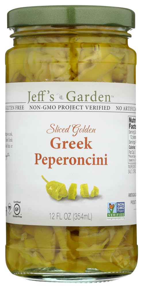Jeffs Naturals, Golden Green Sliced Peperoncini, 12 Ounce