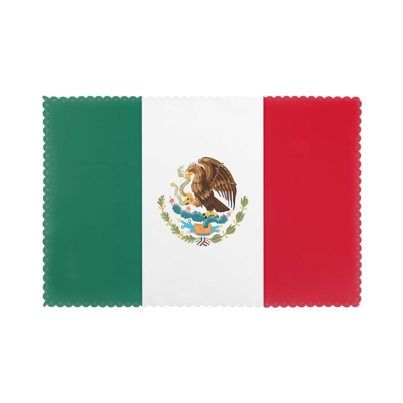 Flag of Mexico Placemat set of 6, oil-proof and insulated dining table placemats, washable and wipeable.