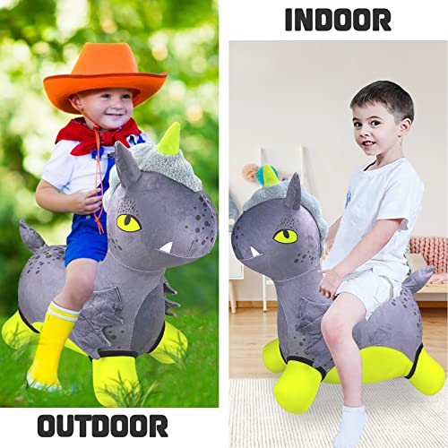 Bouncy Horse - Baby Toys Inflatable Plush Bouncing Dinosaur Hopper, Indoor Outdoor Toys Ride On Animal With Pump For Boys Girls Toddlers Birthday Party Gifts #TOP6
