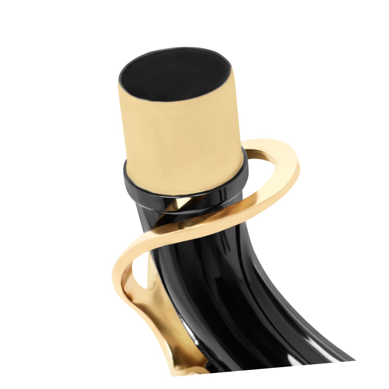 Collo per Sax Contralto in Ottone Placcato Nichel Nero, Ricambio | Parte Curva per Bocchino, Finitura Oro, Superficie Liscia senza Bave, per Studio Musicale