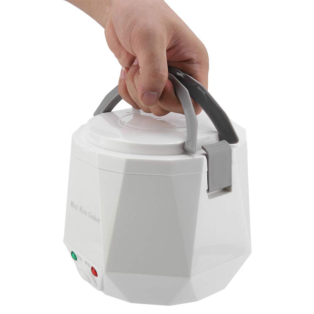 Olla arrocera eléctrica para automóvil, vaporizador de alimentos multifuncional portátil de 12 V y 100 W con revestimiento antiadherente, adecuado para viajes, camping, oficina, (Blanca)