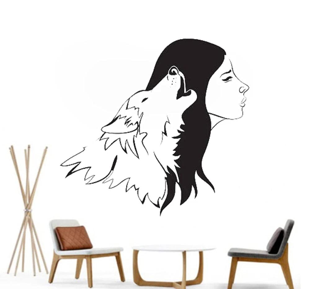 Amazon.com: AAHPH Wolf and Women Vinyl Wall Sticker Howling Animal & Woman  Silhouette Art Home Decor Living Room Mural 56X60CM-Black : כלי עבודה  ושיפוץ ביתי