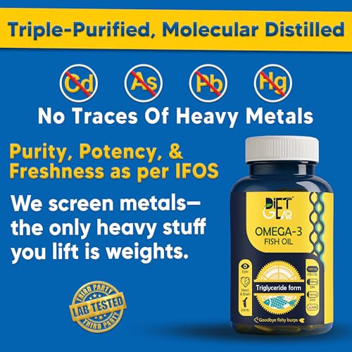 Image of Omega 3 Fish Oil Capsules 1000 mg omega 3 180 mg EPA and 120 mg DHA - Re-Esterified Triglyceride Form for Most Optimal Absorption, No Fishy Burps - Heart & Brain Health - 60 Capsules