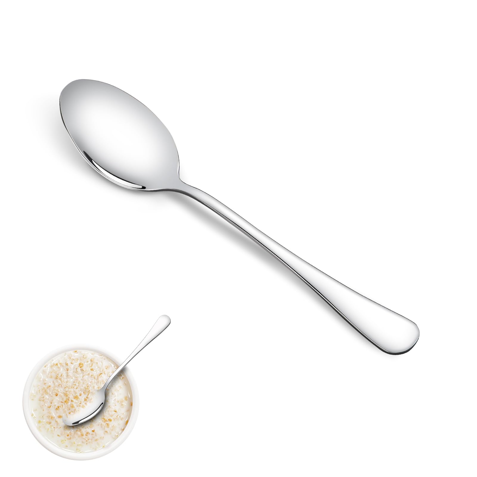 Spoons 16 Piece Stainless Steel Cutlery Dinner Spoons Set 7.32 Inchs, Dishwasher Safe, Mirror Polish, Perfect for Yogurt, Ice Cream, Soup, Desserts
