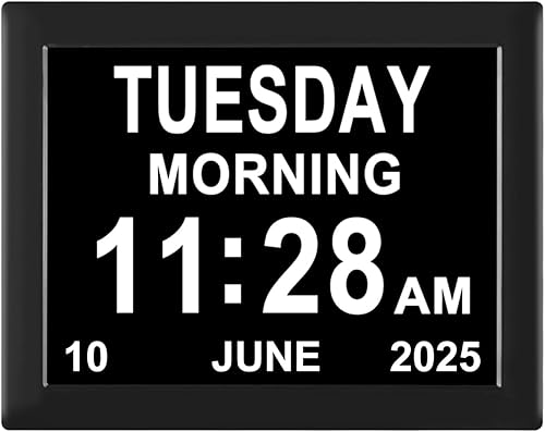 Jaihonda 8 opciones de alarma Reloj extra grande con fecha y hora, regulador automático + batería de respaldo, calendario digital, reloj de demencia