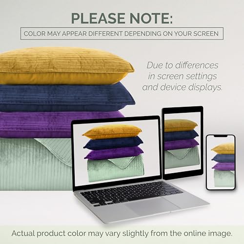 Elegant Comfort Luxury 3-Piece Velvet Corduroy Stripe Quilt Set, Ultra Soft Bedspread - Cozy Velvet Coverlet Set - 3PC Medium Weight Quilted Set with Matching Pillow Shams, King, Gold - Image 9