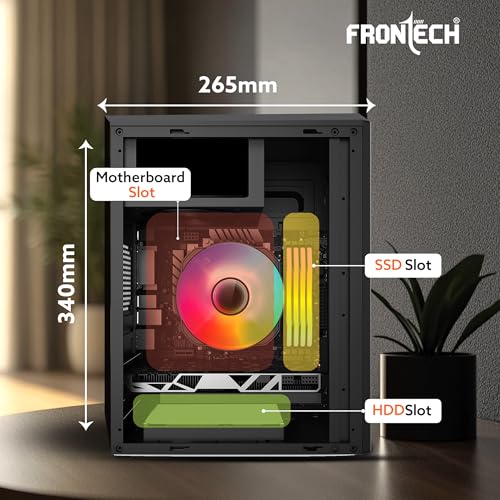 Image of FRONTECH Fiera Silver Computer Cabinet | Home & Office Use | Silver Range | Efficient Airflow Design | Front USB & Audio Ports | Top-Mounted SMPS | ATX /Micro-ATX Motherboard Support (FT-4280)