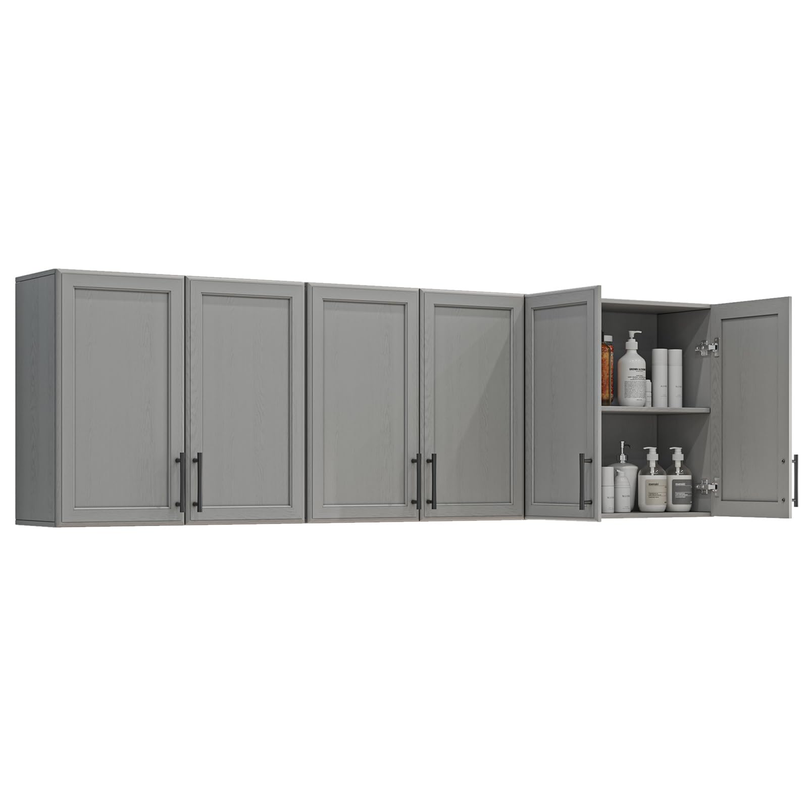 Furnaza Set of 3 Grey Shaker Wall Cabinets