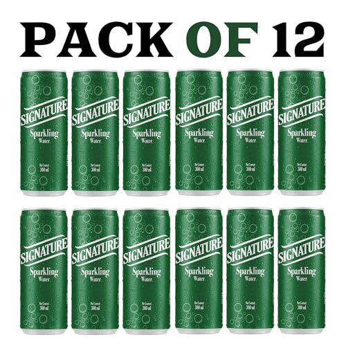 Image of SIGNATURE Sparkling Water - Premium Carbonated Water | No Sugar, No Calories | Refreshing Fizzy Drink | 300ml Can (Pack Of 12)