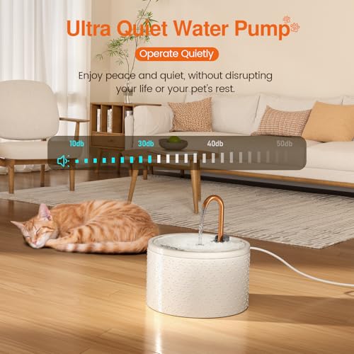 Fuente para agua para gatos de cerámica MISFANS con filtros miniatura 3