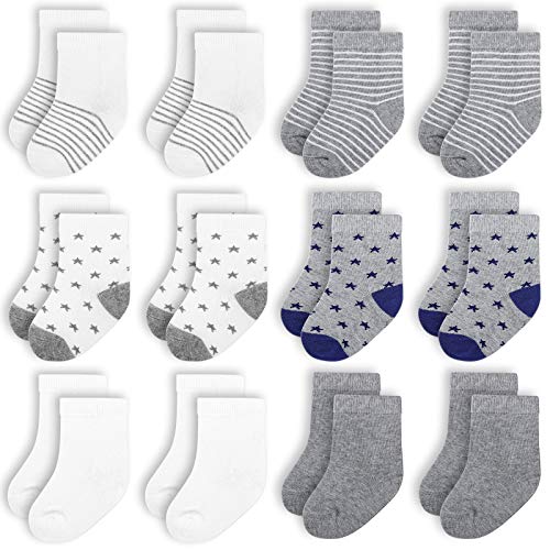 Image of wernies Baby Socks, 12 Pairs Cozy Warm Organic Cotton Infant Socks, Toddler Ankle Socks for Kids Boys Girls