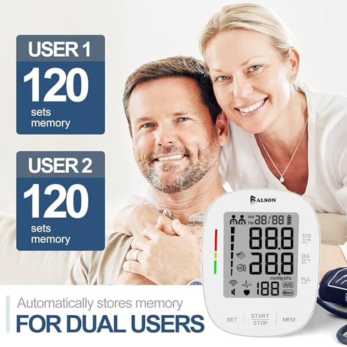 Balson Automatic Digital Blood Pressure Monitor for Upper Arm | Large LED Display | Dual User 2×120 Memory | Irregular Heartbeat Detection | One-Touch Operation | Adjustable Cuff 22-42cm | Home BP Machine with 1 Year Warranty (350) 3