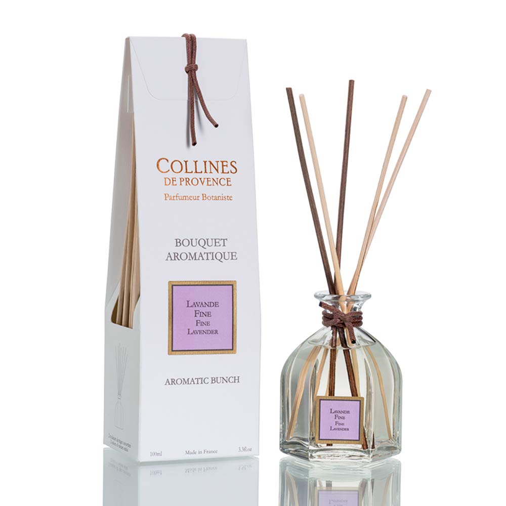 Collines De Provence Aromatischer Blumenstrauß, 100 Ml - Sechseckige Flasche Mit Rattanstäbchen