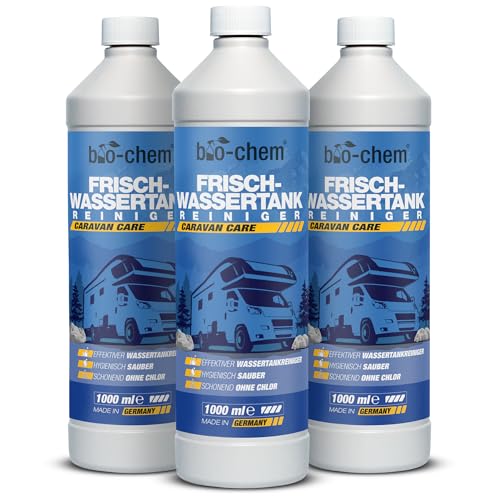 bio-chem Frischwassertank Reiniger 3X 1000 ml - Hochwirksamer Tankreiniger f&uuml;r Wohnmobil & Caravan - L&ouml;st Kalkablagerungen aus Wassertank & Wasserleitungen - CHLORFREI