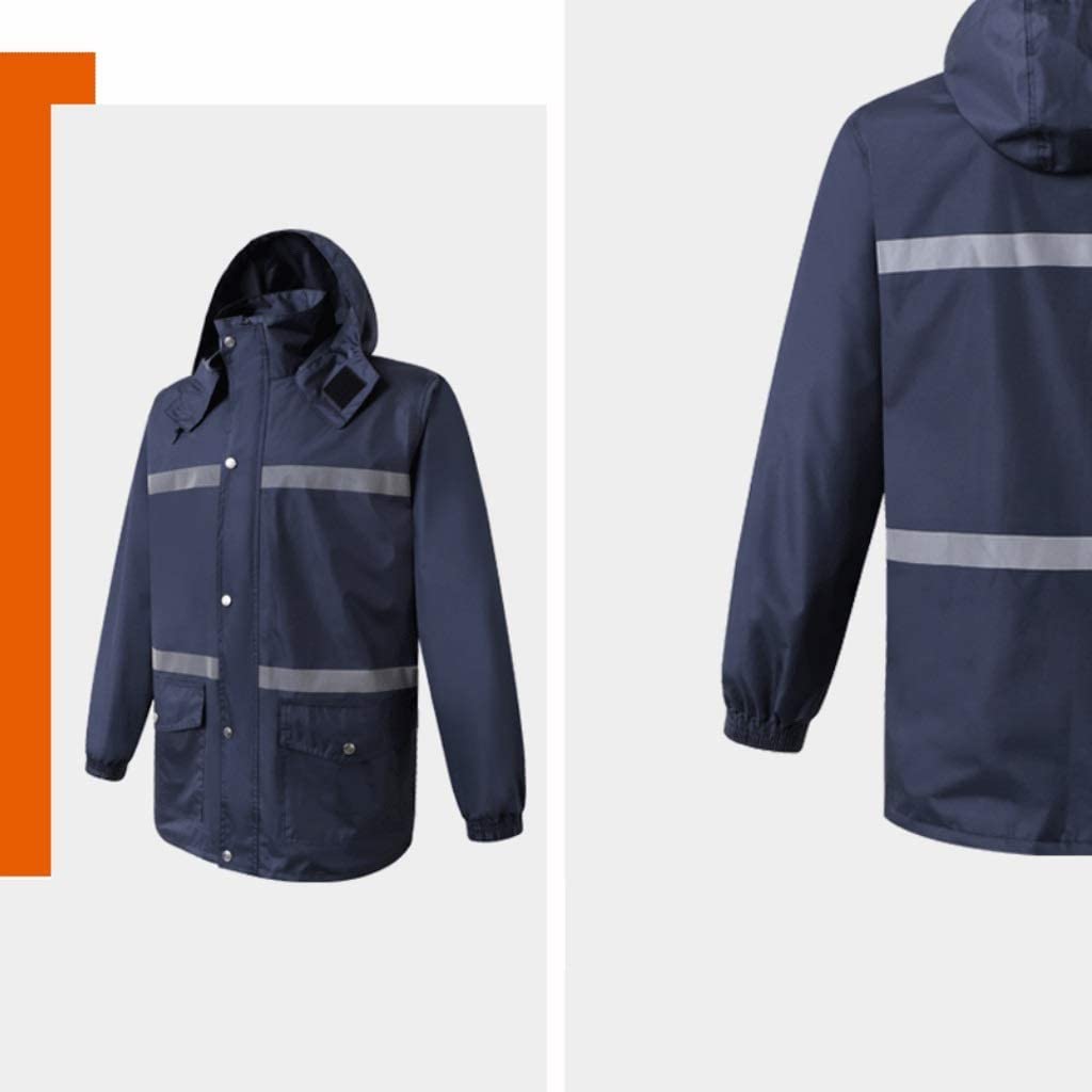 Chaleco de Trabajo de Alta Visibilidad, Chaleco Reflectante Azul Marino Impermeable Transpirable Tela Oxford Múltiples tamaños(4XL)
