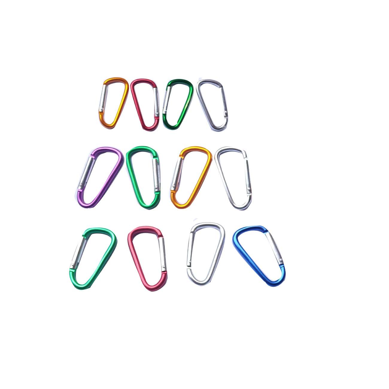 12Pcs Aluminum Carabiner D Ring, Includes Small 1.8" Carbineers, Medium 2.2" D Ring Clip, Biger 2.4" Multipurpose Carabiner Buckles (Each Size