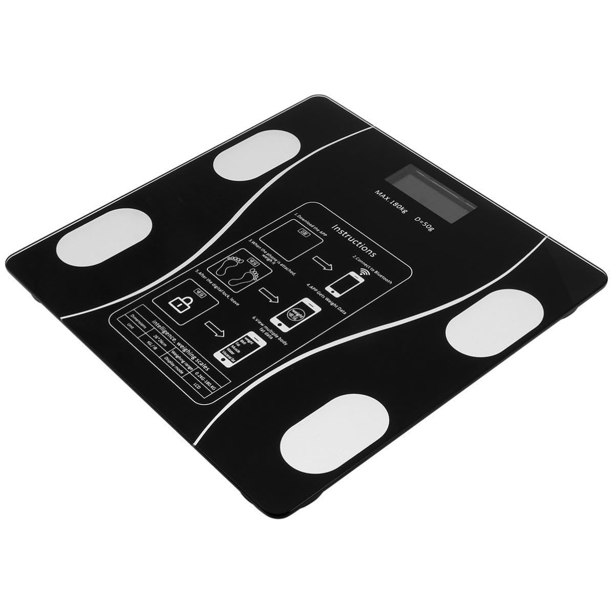 POPETPOP Báscula Digital de Peso Corporal Negra Recargable por USB Medición Inteligente y Material Abs y Vidrio para Uso Hogar