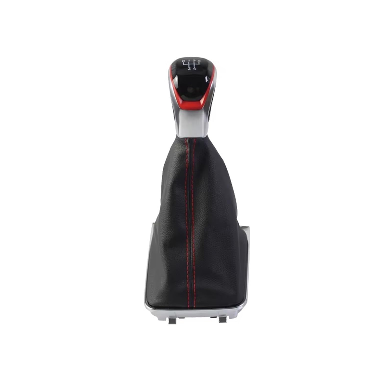 Ouvecr Red 5 Speed Car Shift Gear Knob Handle For Vw For Golf 8 Mk8 Manual Change Shifter Handball 5/6 Speed Leather Gear Shift Knob Gear Shift Cover(Red 5 Speed)