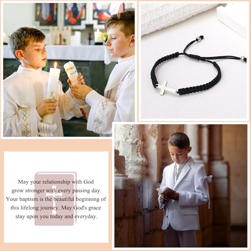 Image of Braided Rope Cross Bracelets First Communion Baptism Christian Birthday Valentines Christmas Easter Gifts