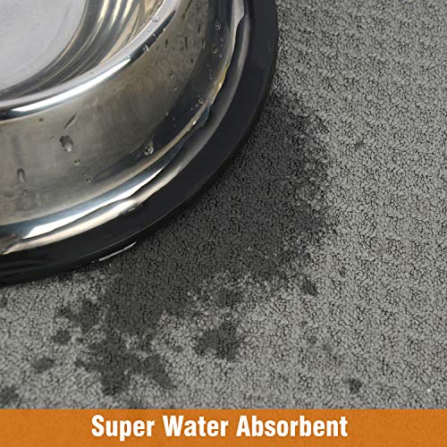 Sinland Microfiber Extra-Large Pet Food Mat Dog Feeding Mat Pet Bowl Mat with Anti-Skid Backing 21Inch x 32Inch Grey - Image 5