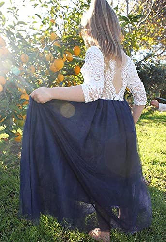 Image of Topmaker Flower Girl Dress for Toddler Baby Girls,Lace Tulle Dress for Wedding,Birthday Party,Photoshoot,Special Occasion