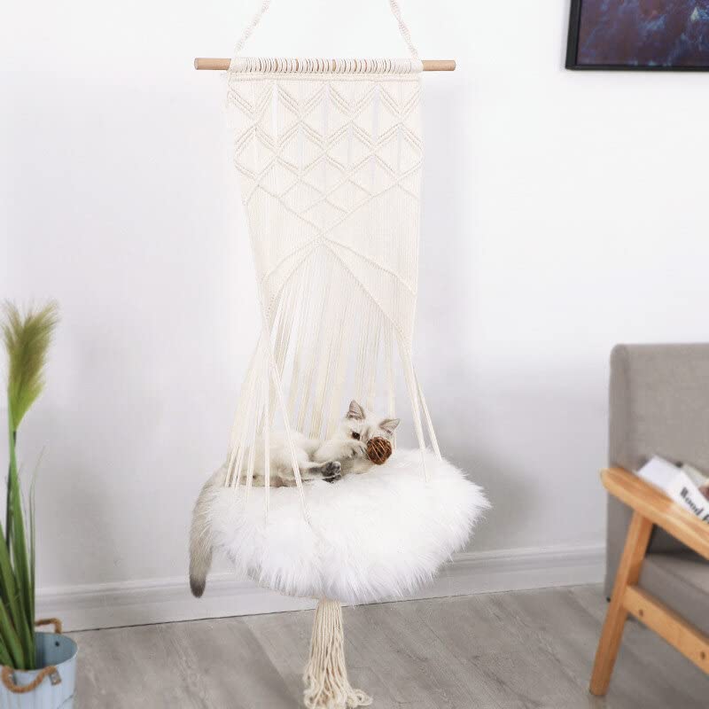 WnewTools Bohemian Cat Bed Swing Handmade Hammock Handwoven Pet Cats Dog Hanging Tassel Sleep Chair Seat Universal
