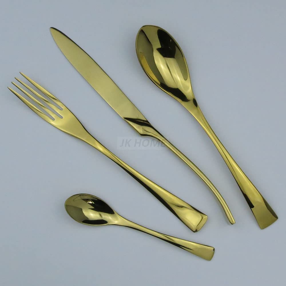 Ensemble de couverts en argenterie, ensemble dorés 24 pièces, dîner acier inoxydable, ensembles vaisselle cuisine occidentale, fourchette, couteau à steak, cuillère café