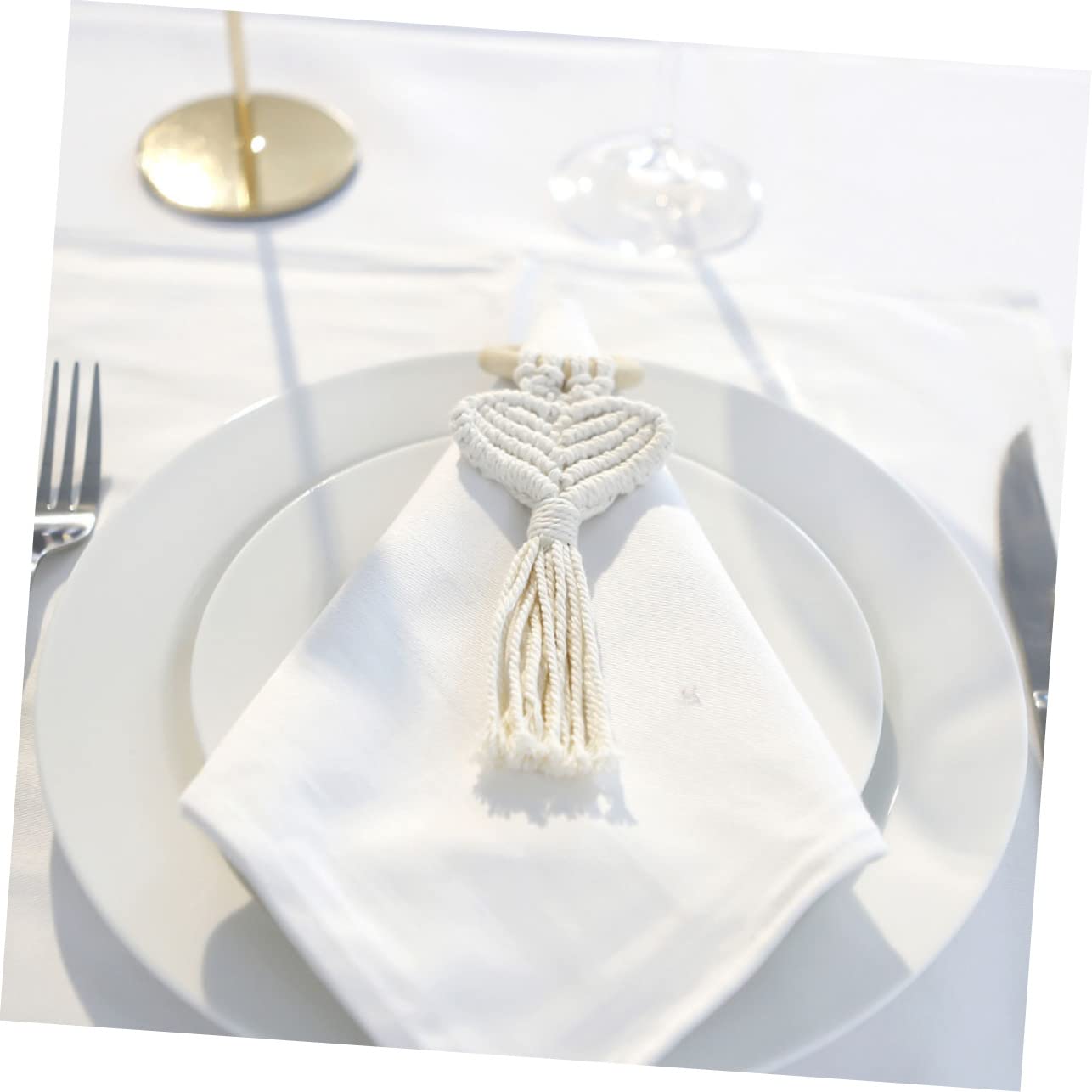 DECHOUS 8 Piezas servilletero de Madera Decoraciones de Ceremonia de Boda Porta Hebilla Trenzada mostrada decoración Decoracion de vajillas Hebilla de servilleta de Moda Tejer