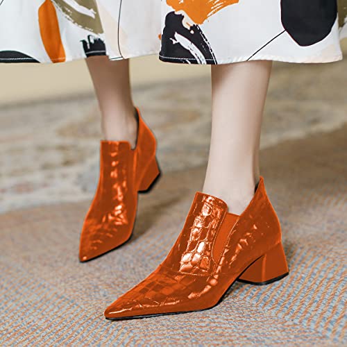 YDN Women Sexy Pointed Toe Ankle Boots Chunky Low Heel Booties Pull on Elastic Party Outddor Shoe Size 4-16 US4