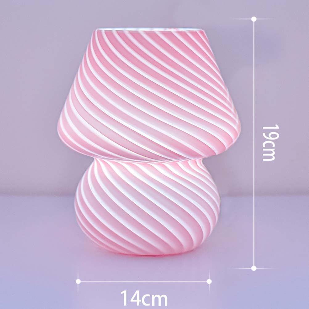 Pilz Dimmbar Nachttischlampe LED Tischlampe mit Kabel und Stecker Moderne Aesthetic Glas Pilz Lmape 3000K/4000K/6000K Kleine Lampe Deko Tischleuchte für Schlafzimmer Wohnzimmer (Rosa)