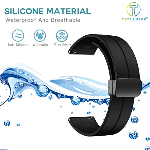 Image of T TECLUSIVE Premium Silicone Strap Band with Magnetic Lock 22mm Compatible for Galaxy Watch 3 45mm / Watch 46mm | S3 Frontier | Amazfit Stratos GTR | Fossil Gen 5 6 | Adjustable Silicon Band