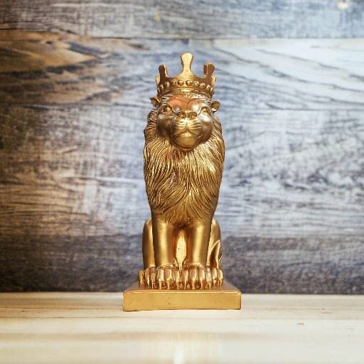 GenericDarwin Collections Regal Lion Show Piece for Home Decor | Golden Resin Showpiece
