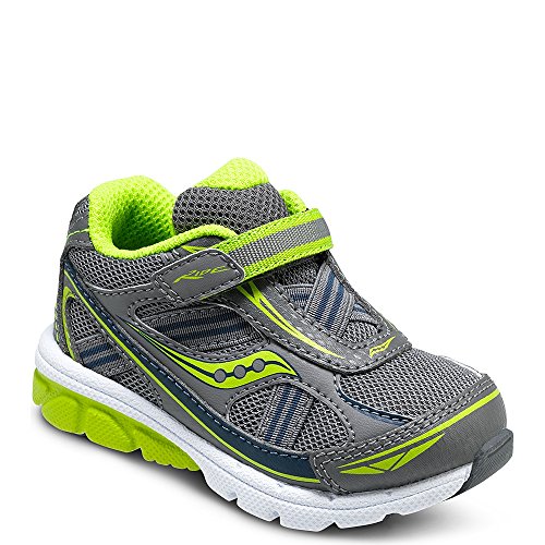 Saucony Boys Baby Ride Sneaker (Toddler/Little Kid),Grey/Lime,6 M US Toddler