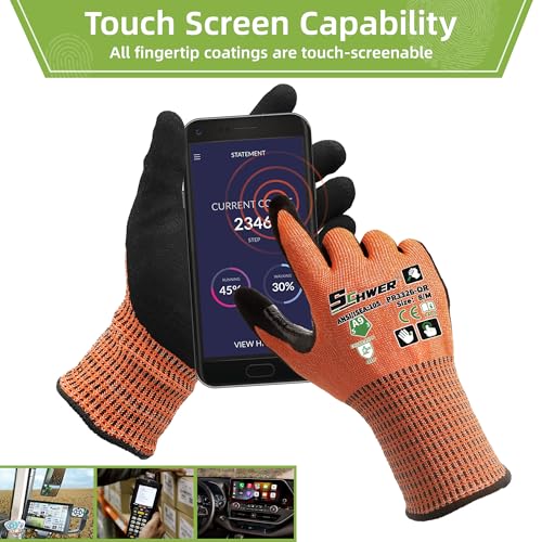 Image of Schwer 12 Pairs ProGuard High Level Cut Resistant Work Gloves PR3326 for Extreme Protection,ANSI A9 Cut Gloves with Reinforced Thumb, Non Slip, Breathable, Durable, Touch-screen, Orange XL