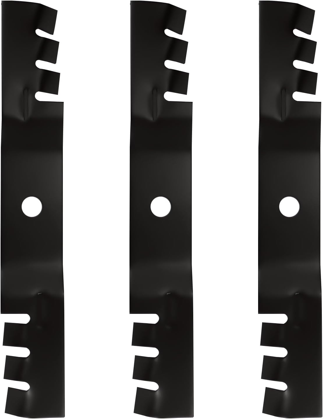 (3) 48" Toothed Mulching Mower Blades for Lesco 051508, Scotts M115495, John Deere M115495 M113517 M111522 M114581 M115328 S2048 S2348 2148HV F510 GT242 GX345 Blade 48 inch Deck Lawn Mower, Black