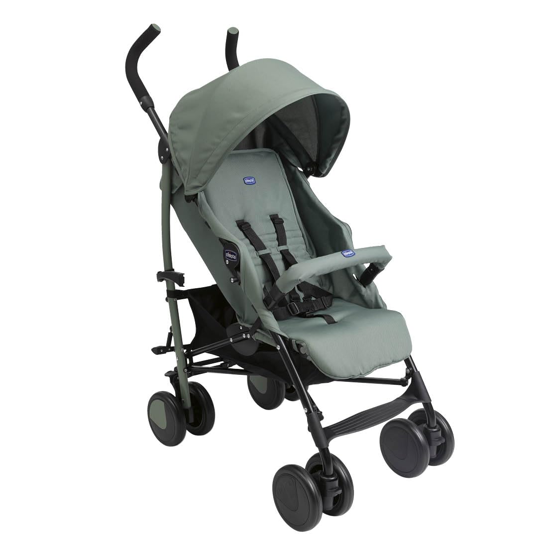 Chicco Echo Lite, Silla de Paseo Bebé Ligera, 0+ Meses-22 Kg, Respaldo Reclinable en 4 Posiciones, Asiento Espacioso, Paragolpes, Cierre Paraguas, Frenos Gemelos y Ruedas Delanteras Giratorias, Verde