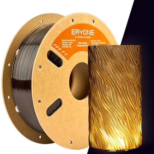 ERYONE High Speed Translucent PETG Filament 1.75mm +/- 0.03mm, Rapid PETG Filament, 3D Printing Filament, 30-500mm/s Hyper Speed Translucent PETG Filament, 1kg (2.2LBS)/Spool, Smoky