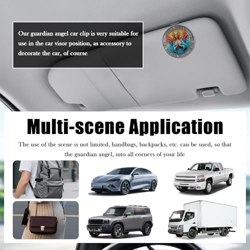 Image of Colorful Guardian Angel Visor Clips for Cars,Stylish Guardian Angel for Car Visor Clip with 3D Embossed Design,Car Angels Visors Clip as Cars Decorations to Guard Driving Safety