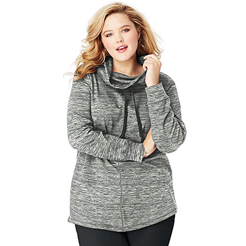 Just My Size by Cowl-Neck French Terry Women's Tunic Ebony Heather 1X